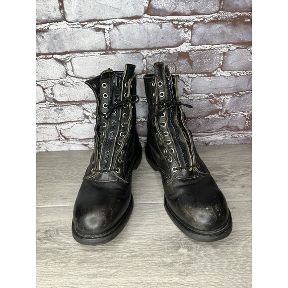 RED WING 4473 Vintage USA BLACK LEATHER ENGINEER MILITARY BOOTS 8D US STEEL TOE main image 15